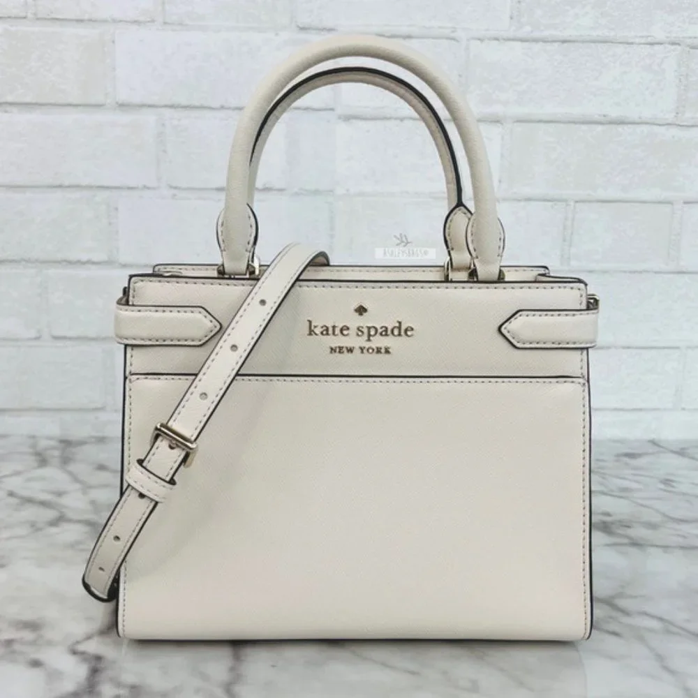 Kate Spade Staci Parchment White Small Satchel Crossbody - Picture 1 of 11
